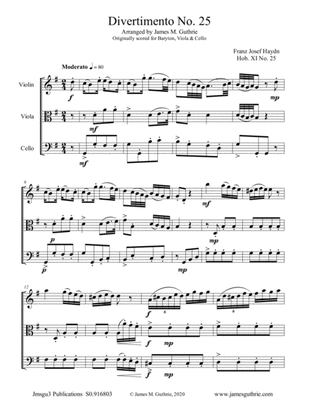 Haydn: Divertimento No. 25 for String Trio