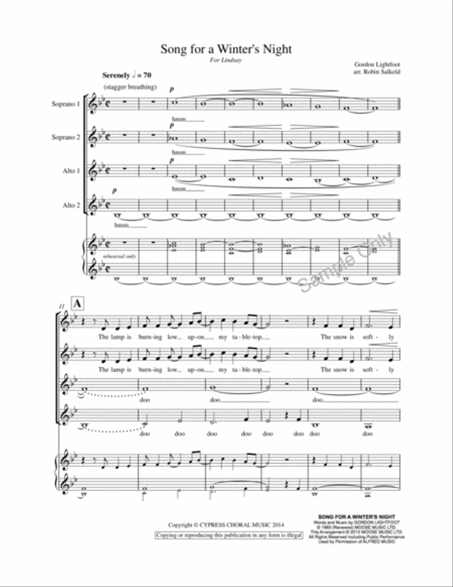 Song For A Winter's Night SSAA scores gallery preview page 2