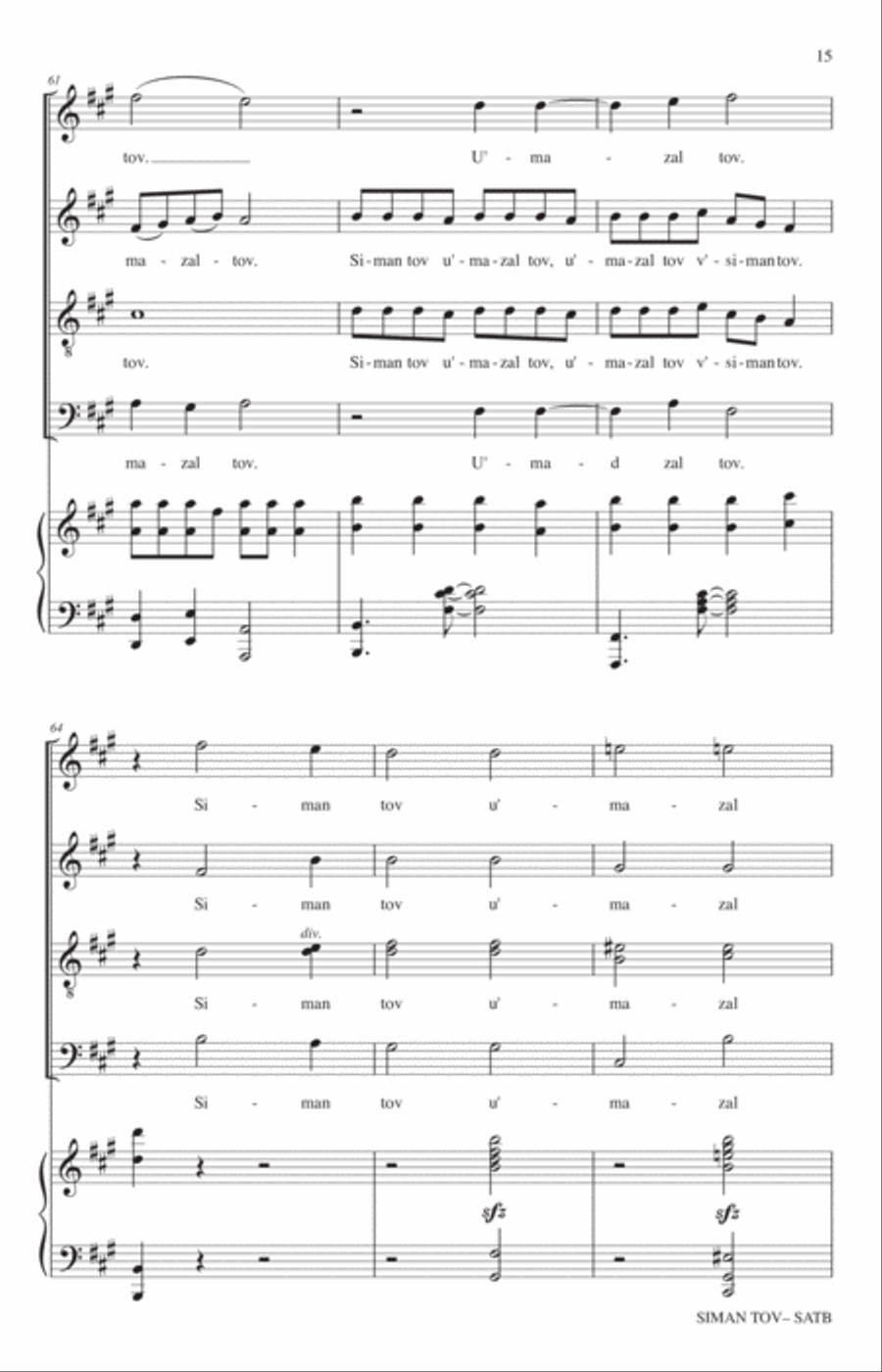Siman Tov (A Good Sign) 4-Part scores gallery preview page 13