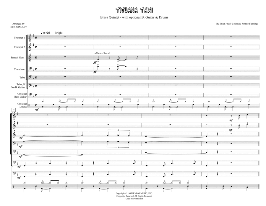 Tijuana Taxi Horn scores gallery preview page 1