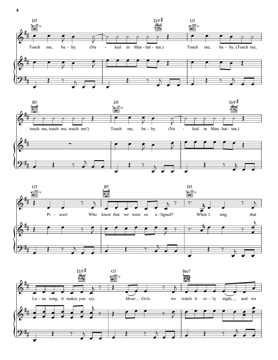 Naked In Manhattan Piano, Vocal, Guitar scores gallery preview page 4
