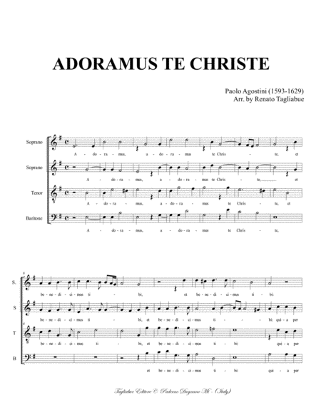 ADORAMUS TE CHRISTE - P. Agostini - Arr. for SSTBar Choir image number null