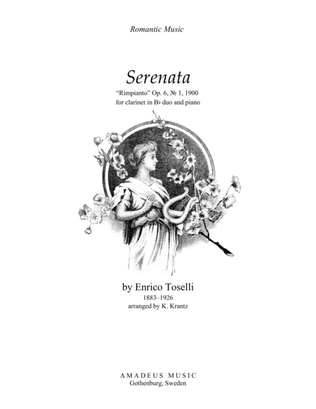 Book cover for Serenata Rimpianto Op. 6 for clarinet in Bb duo and piano