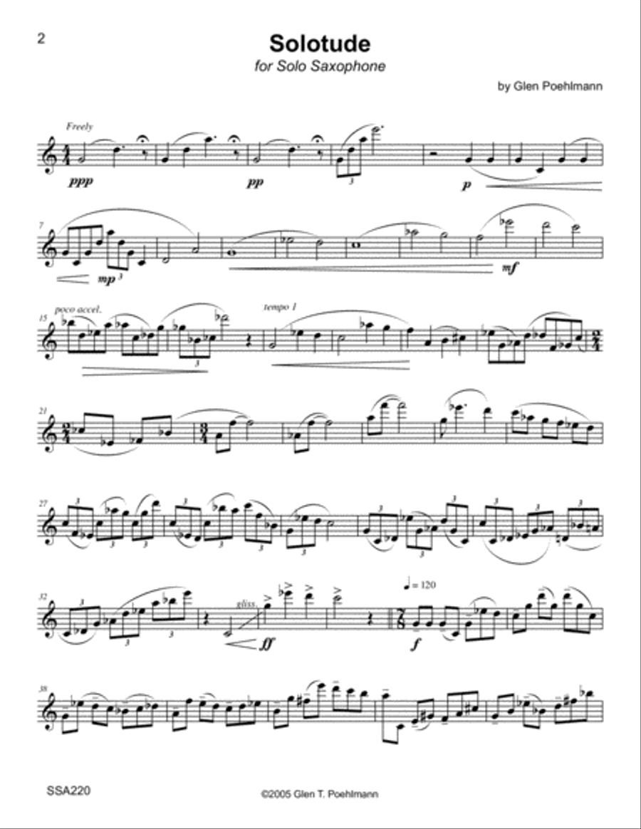 SOLOTUDE - original composition for SAXOPHONE Woodwind Quartet scores gallery preview page 1