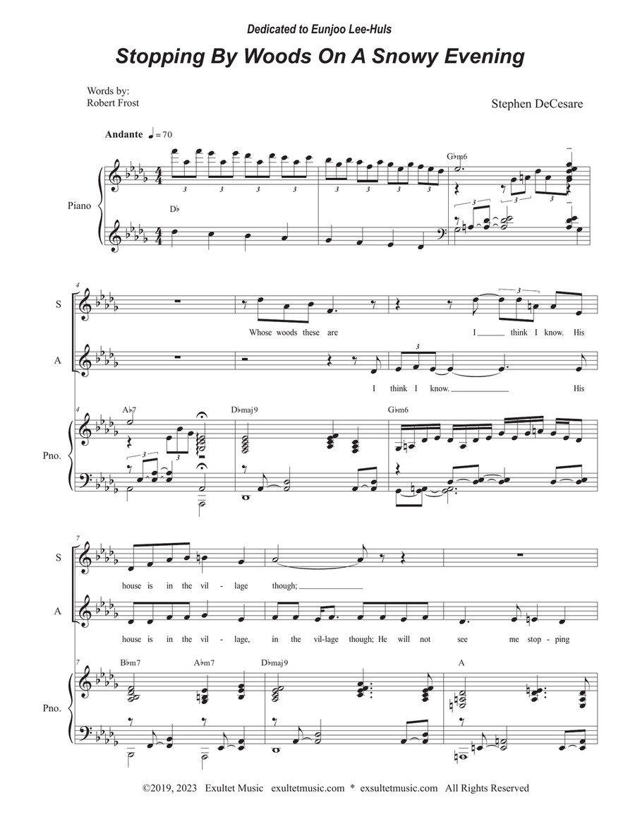 Stopping By Woods On A Snowy Evening (SAB) 3-Part scores gallery preview page 1