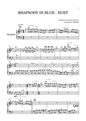 Book cover for Rhapsody In Blue - Piano DUET (Student's part)