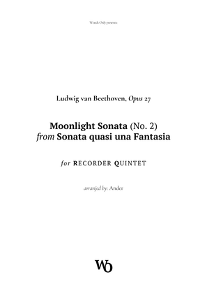 Book cover for Moonlight Sonata by Beethoven for Recorder Quintet
