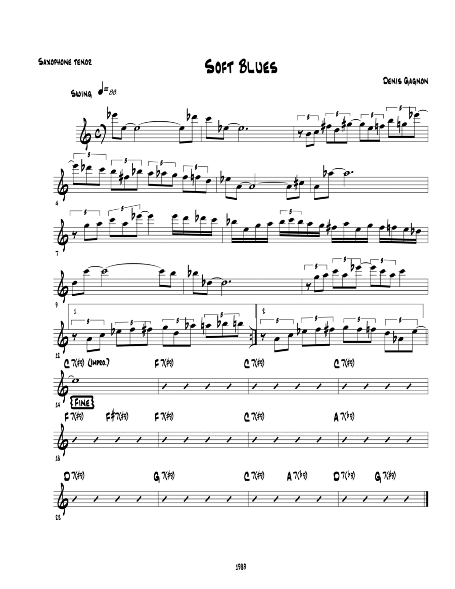 Soft Blues Jazz Ensemble scores gallery preview page 1