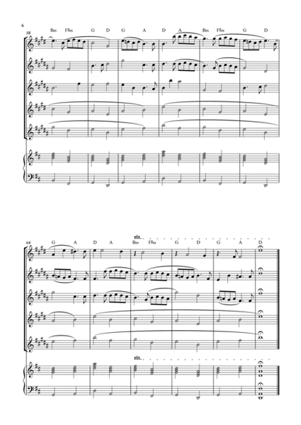 Canon in D - Pachelbel for Sax Quintet with piano and chords. image number null