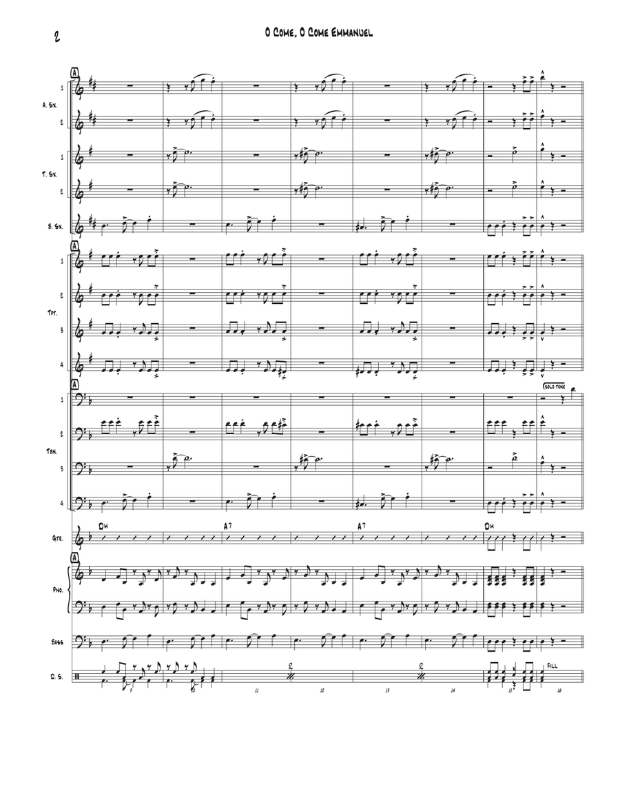 O Come, O Come Emmanuel O Come, O Come Emmanuel Jazz Ensemble scores gallery preview page 2