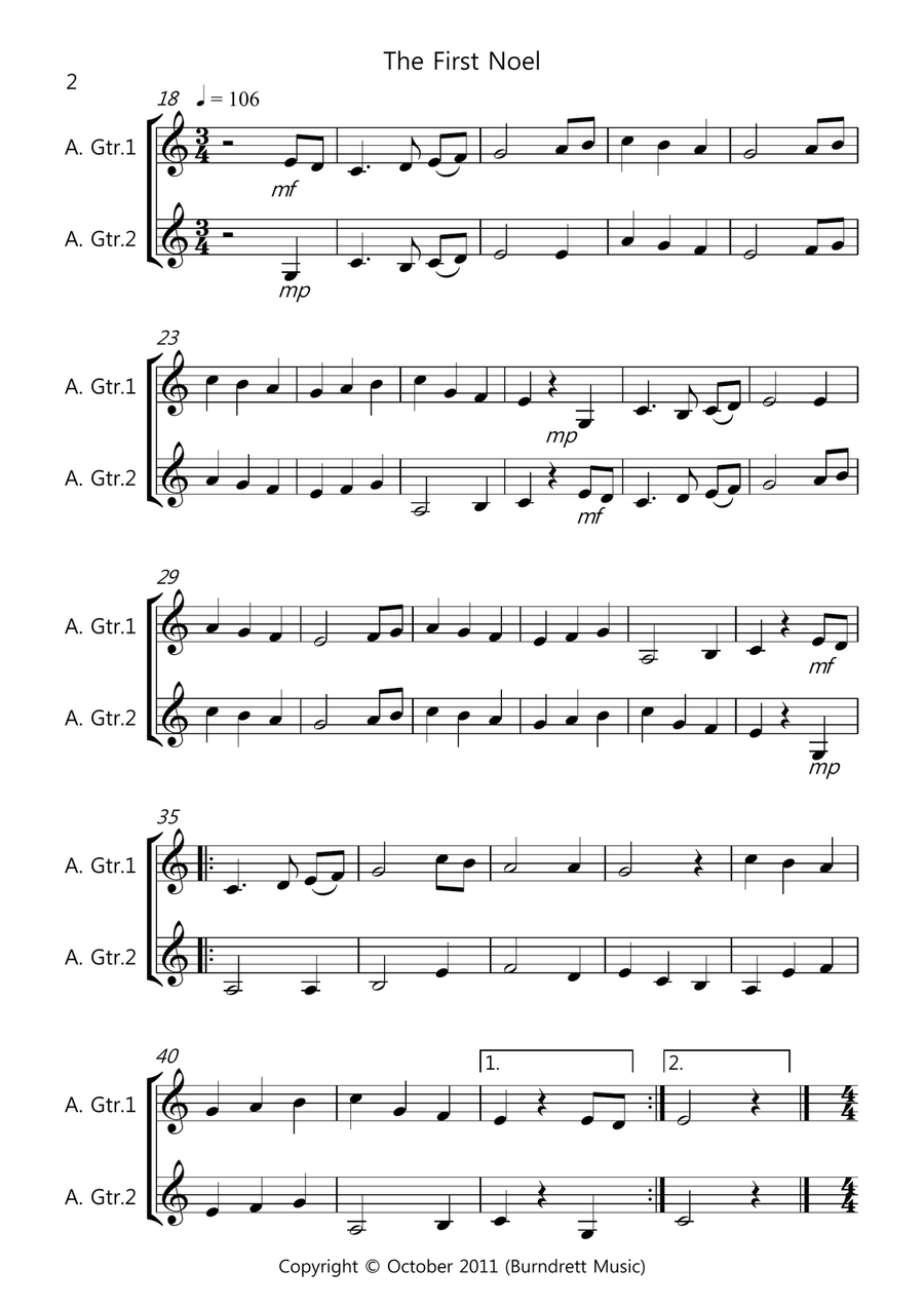 8 Easy Christmas Duets for Guitar Guitar Solo scores gallery preview page 2