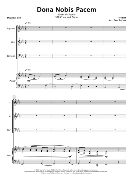 Dona Nobis Pacem (SAB Choir/Piano) image number null