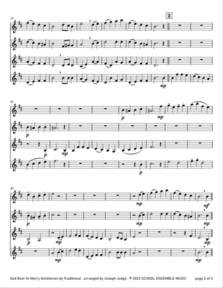 God Rest Ye Merry Gentlemen for Clarinet Quartet in Schools Clarinet Quartet scores gallery preview page 2