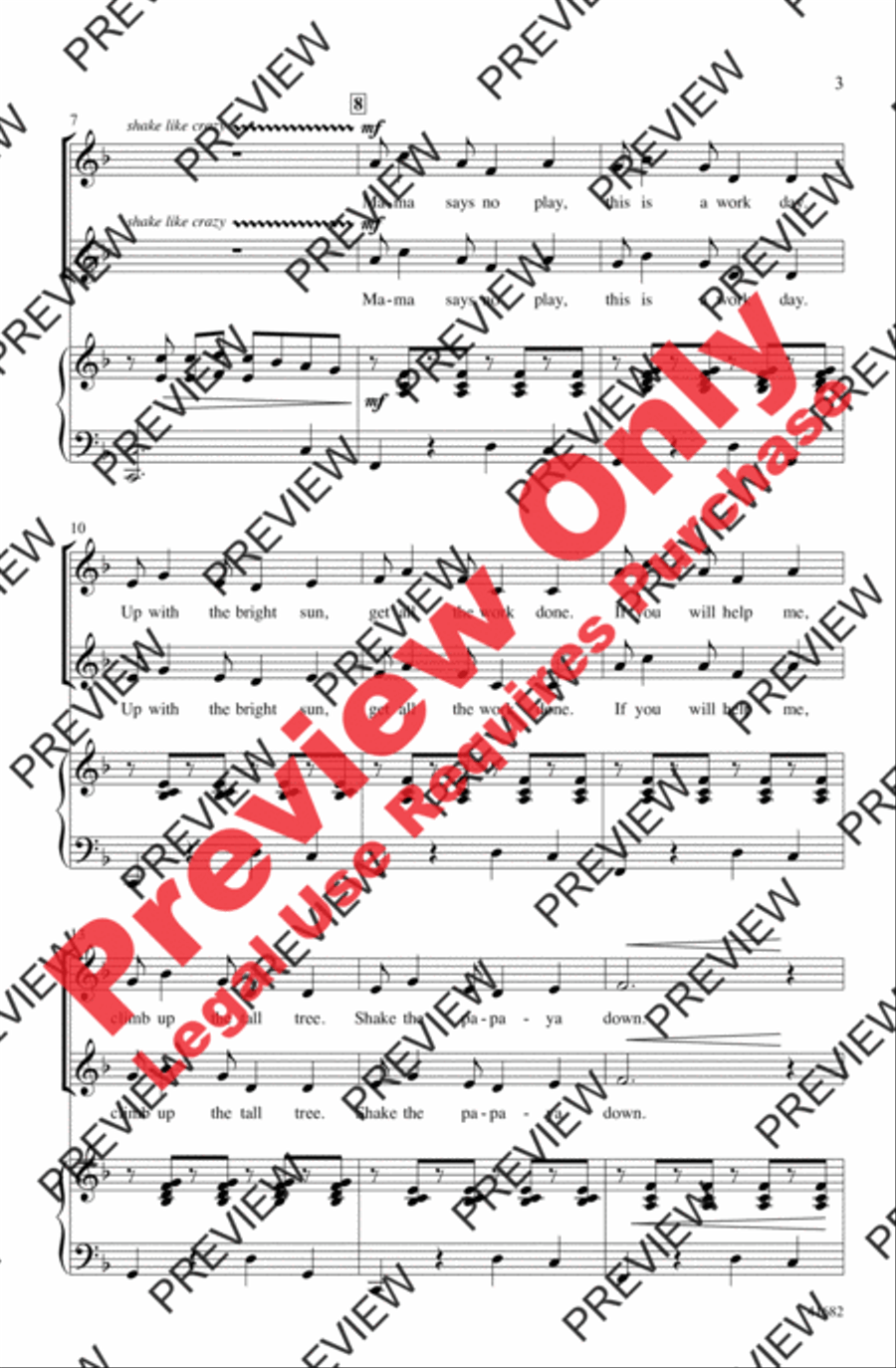 The Papaya Song 2-Part scores gallery preview page 3