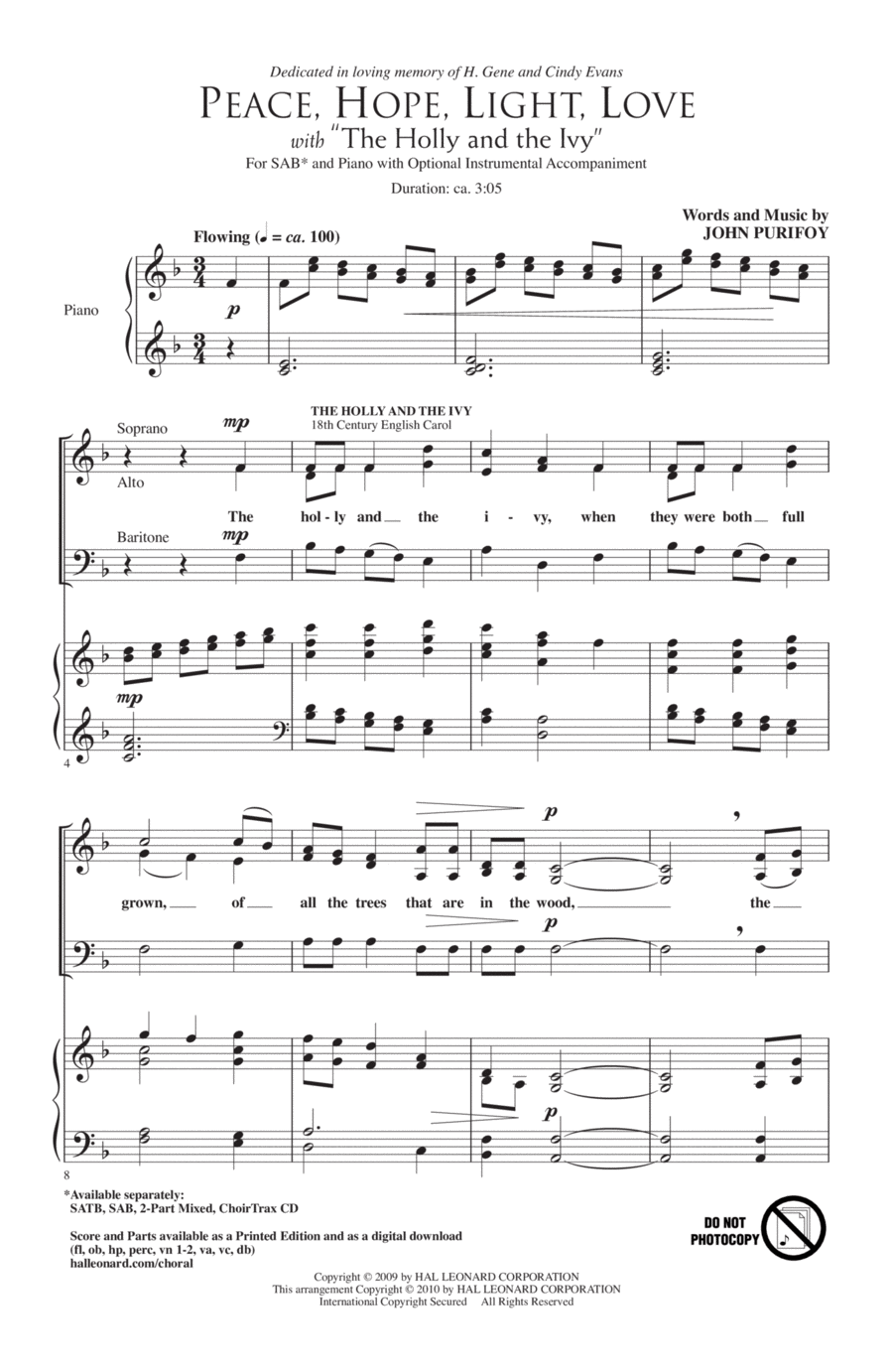 Peace, Hope, Light, Love (with The Holly And The Ivy) 3-Part scores gallery preview page 1