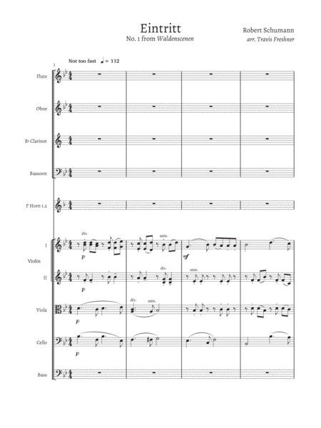 Eintritt (No.1 from Waldenscenen) arr. for chamber orchestra image number null