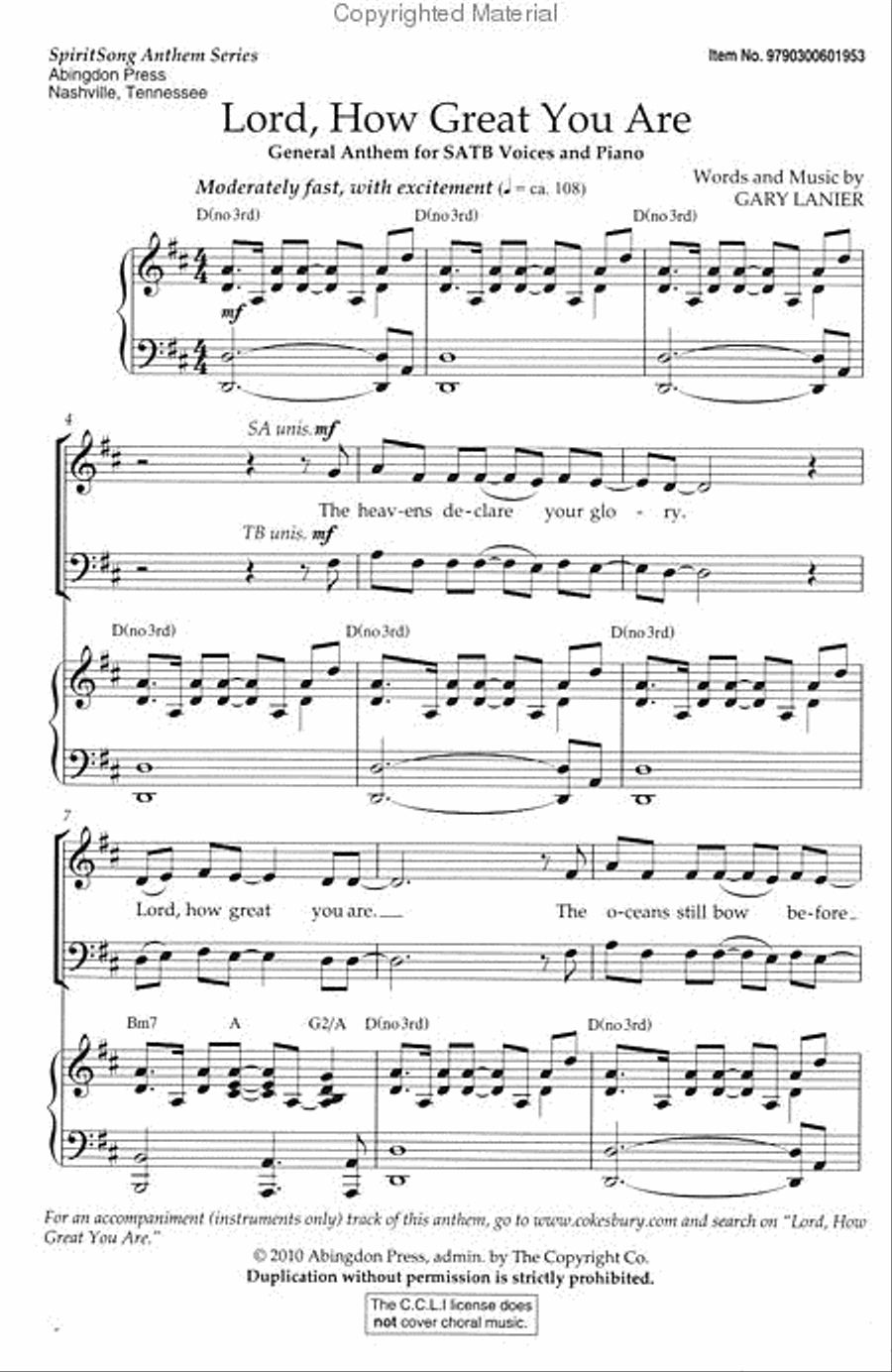 Lord, How Great You Are Lord, How Great You Are 4-Part scores gallery preview page 2