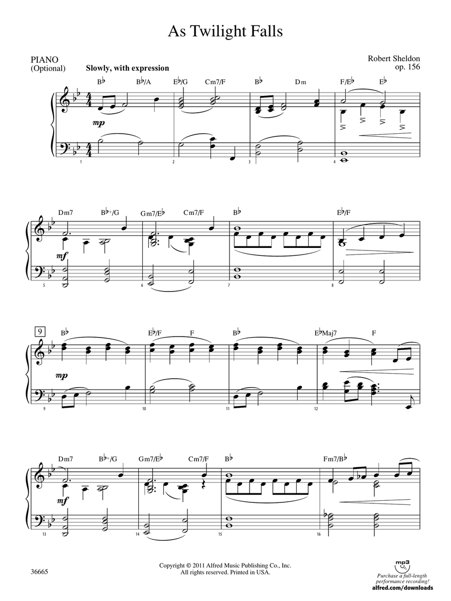 As Twilight Falls: Piano Accompaniment