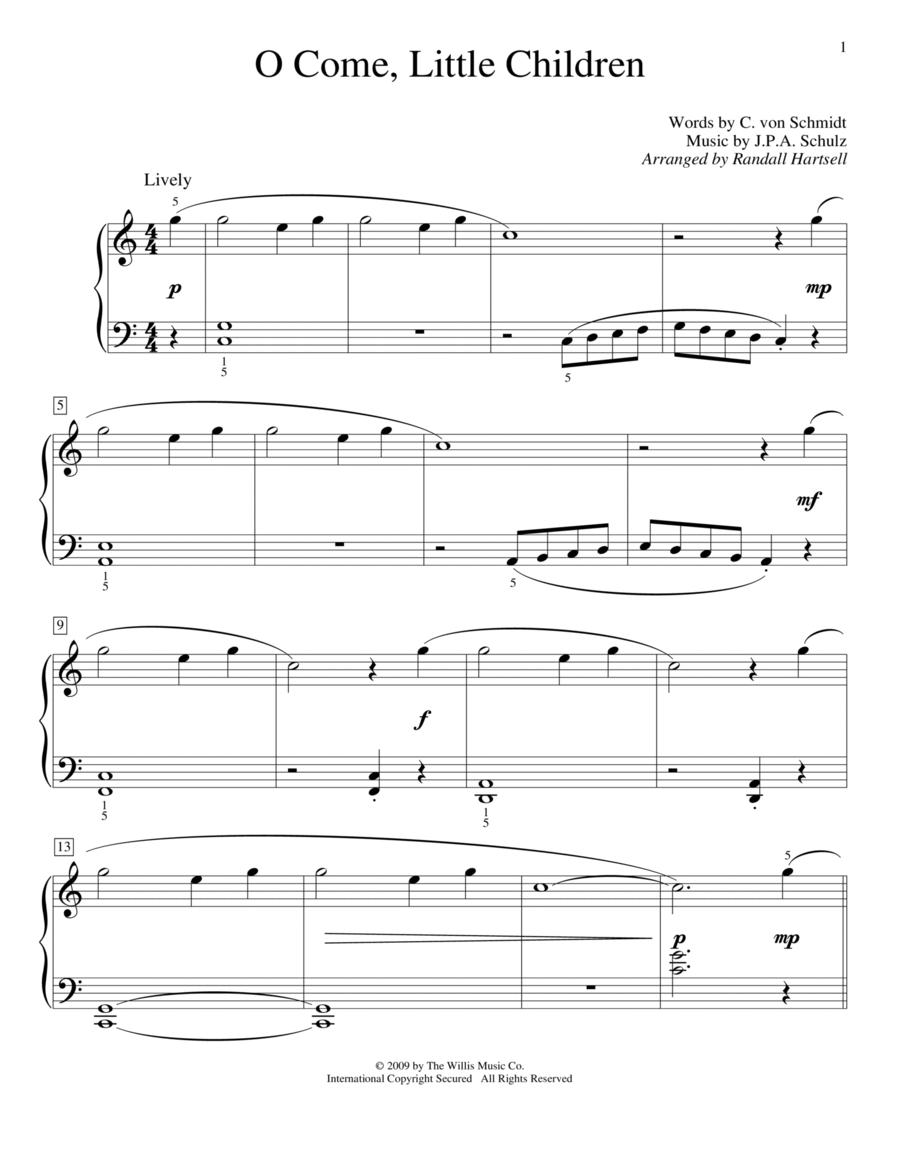 O Come, Little Children O Come, Little Children Piano Method scores gallery preview page 1