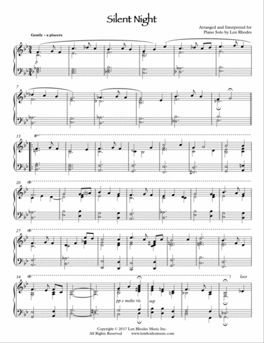 Silent Night - A Contemporary Piano Solo Piano Solo scores gallery preview page 1