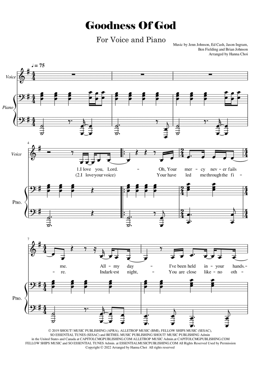 Goodness Of God Goodness Of God Voice scores gallery preview page 1