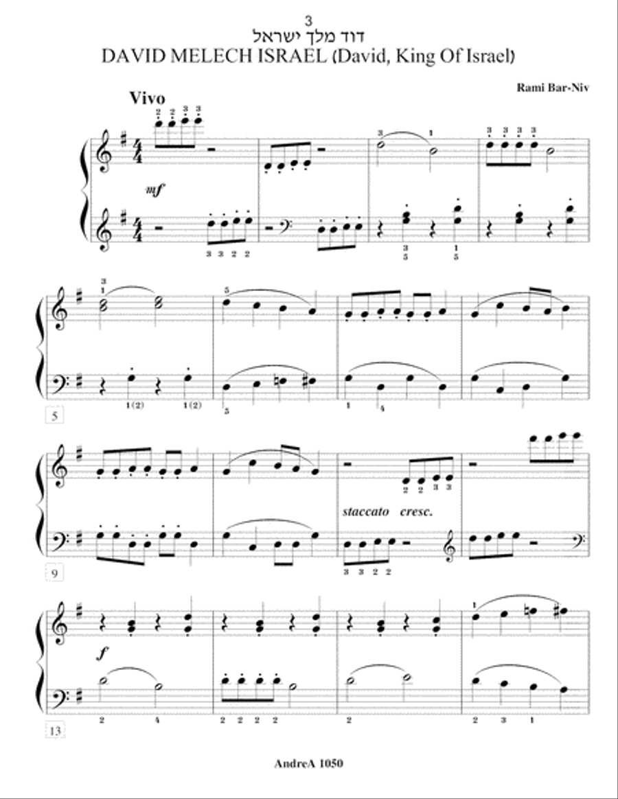 Traditional Hebrew Songs for Piano (late Elementary and Intermediate) Piano Method scores gallery preview page 3