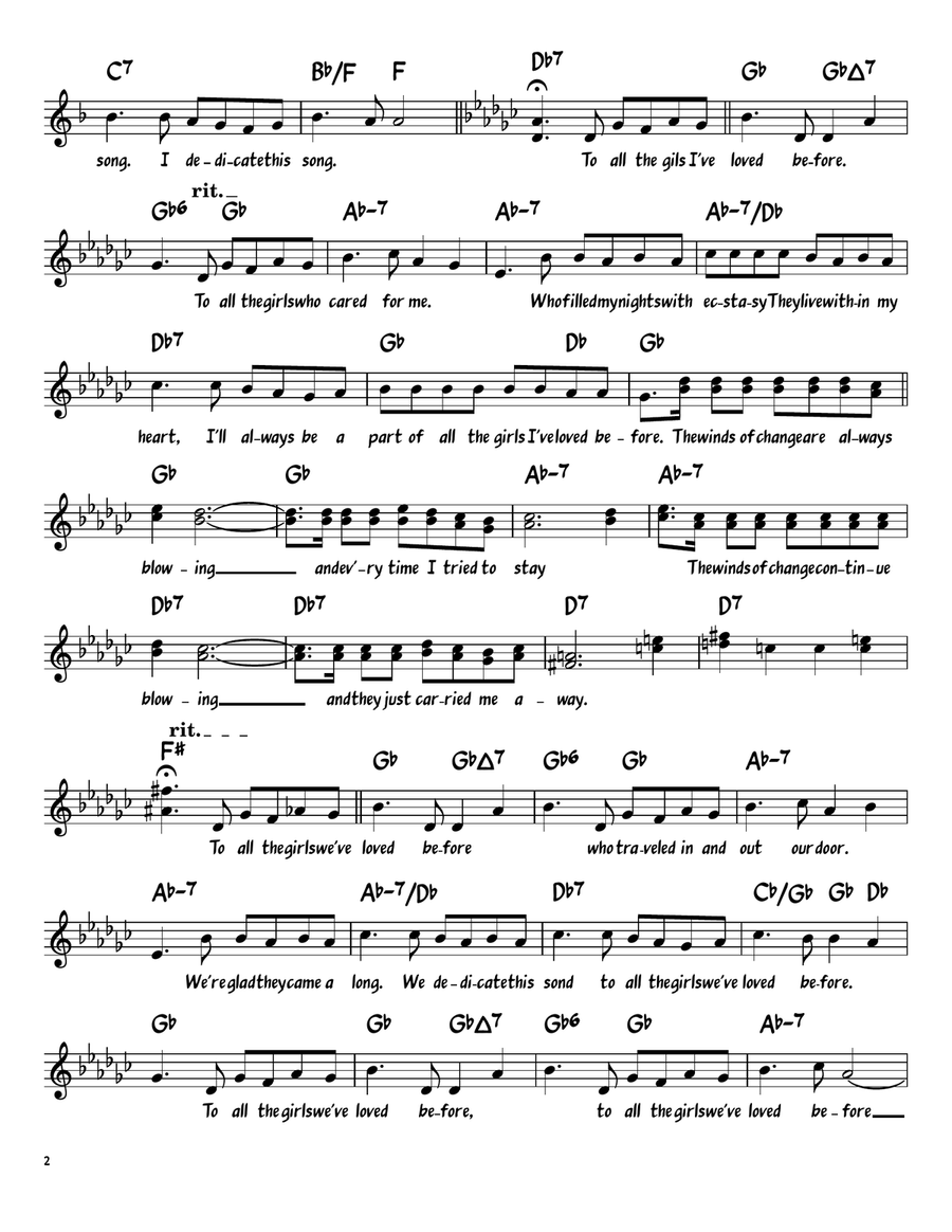 To All The Girls I've Loved Before Piano, Vocal scores gallery preview page 2