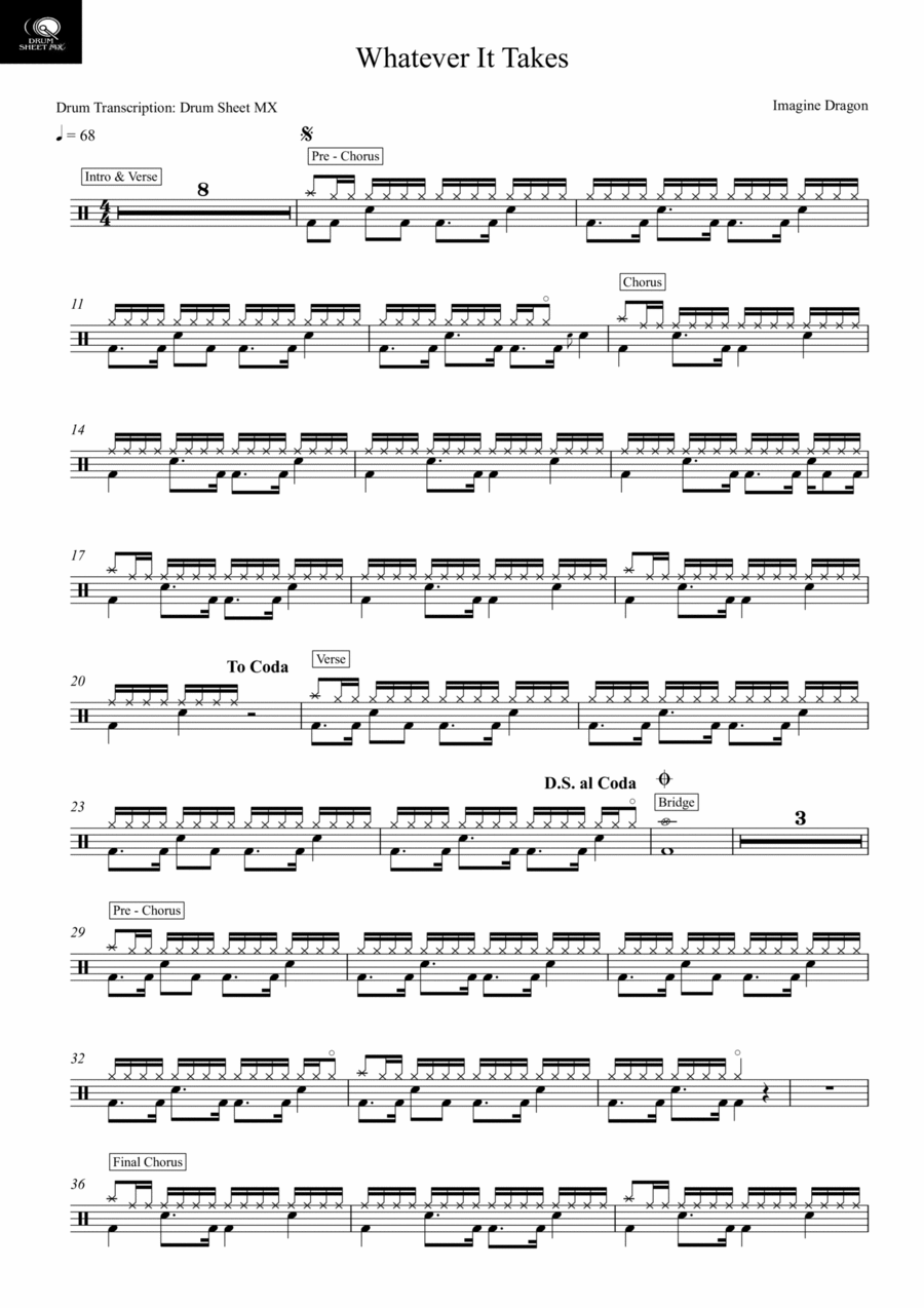 Whatever It Takes Drum Set scores gallery preview page 1