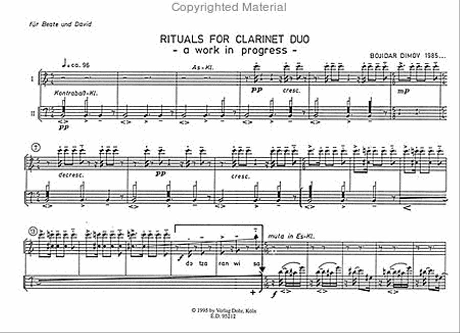 Rituals for Clarinet Duo (1985) -a work in progress- Clarinet Duet scores gallery preview page 2