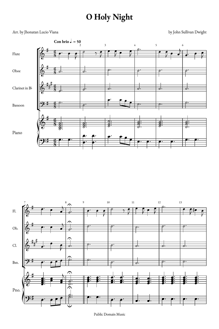 O Holy Night Small Ensemble scores gallery preview page 1