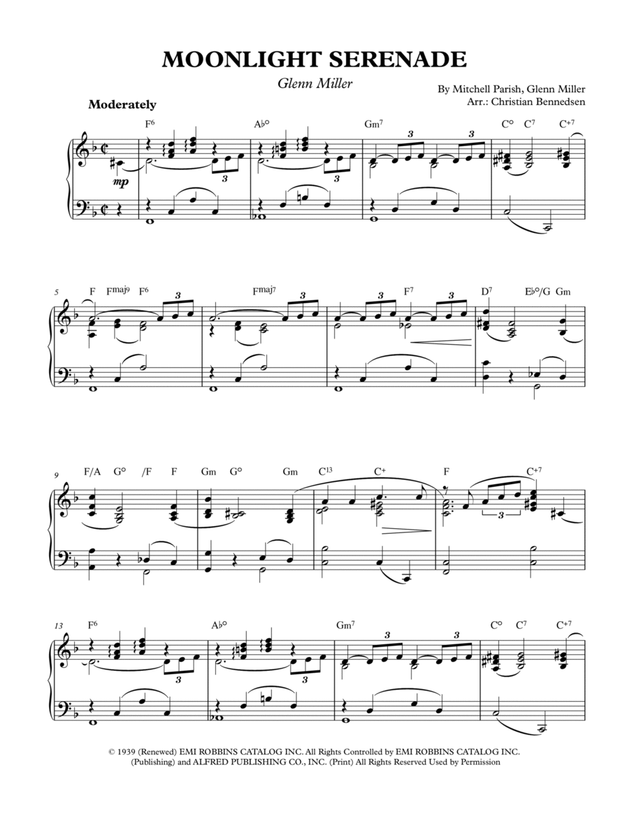 Moonlight Serenade Piano Solo scores gallery preview page 1