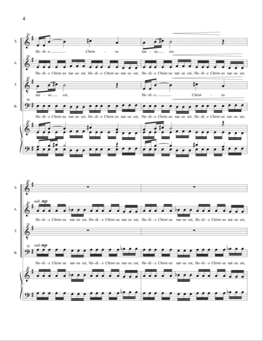 Hodie Christus Natus Est (SATB divisi) Divisi scores gallery preview page 4