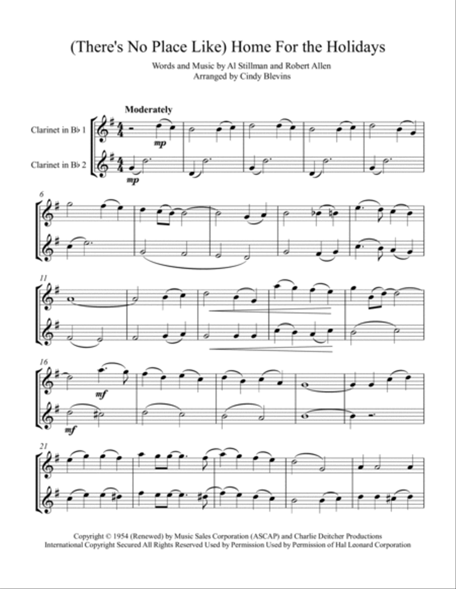 (There's No Place Like) Home For The Holidays Clarinet Duet scores gallery preview page 6