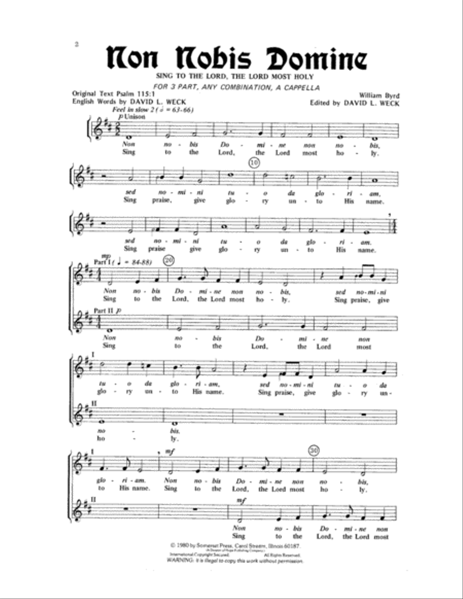 Non Nobis Domine Non Nobis Domine 3-Part scores gallery preview page 2
