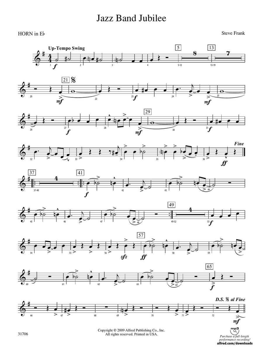 Jazz Band Jubilee: (World Part) 1st Horn in E-flat