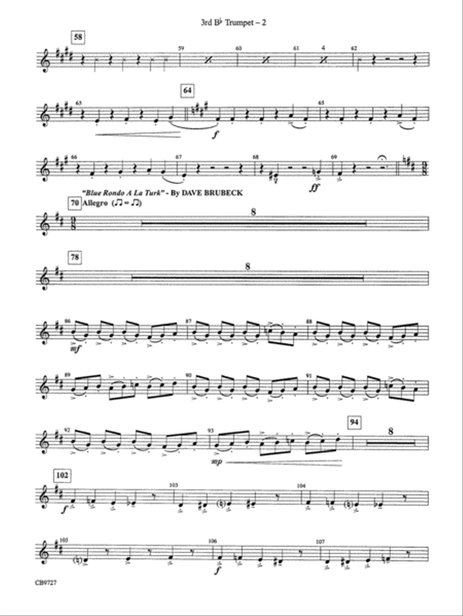 Dave Brubeck: It's About Time: 3rd B-flat Trumpet Concert Band scores gallery preview page 2