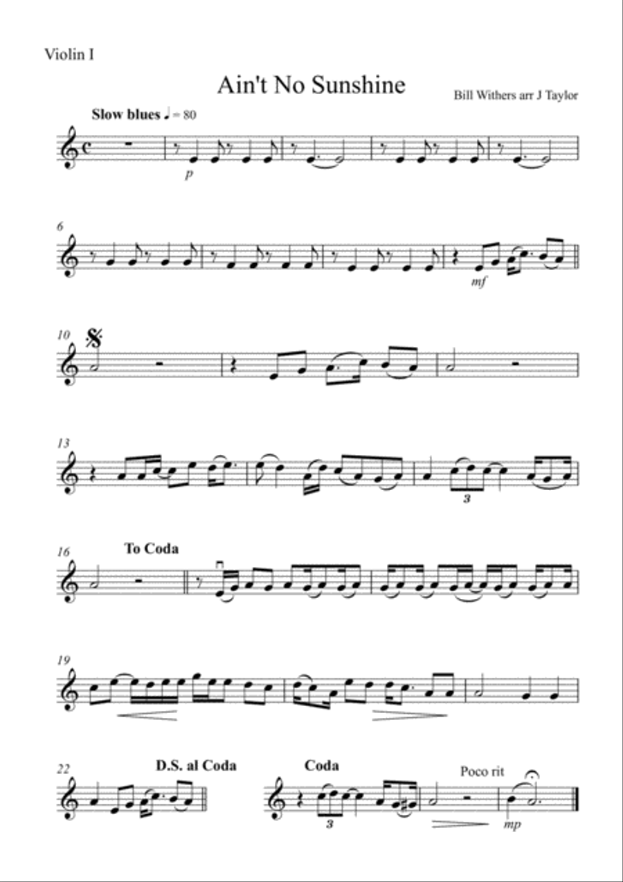 Ain't No Sunshine Ain't No Sunshine String Quartet scores gallery preview page 4