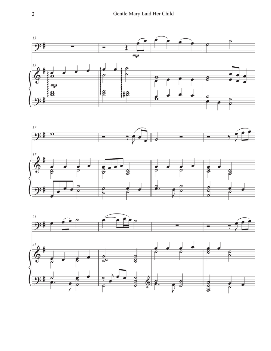 Gentle Mary Laid Her Child (Cello-Piano) Piano scores gallery preview page 2