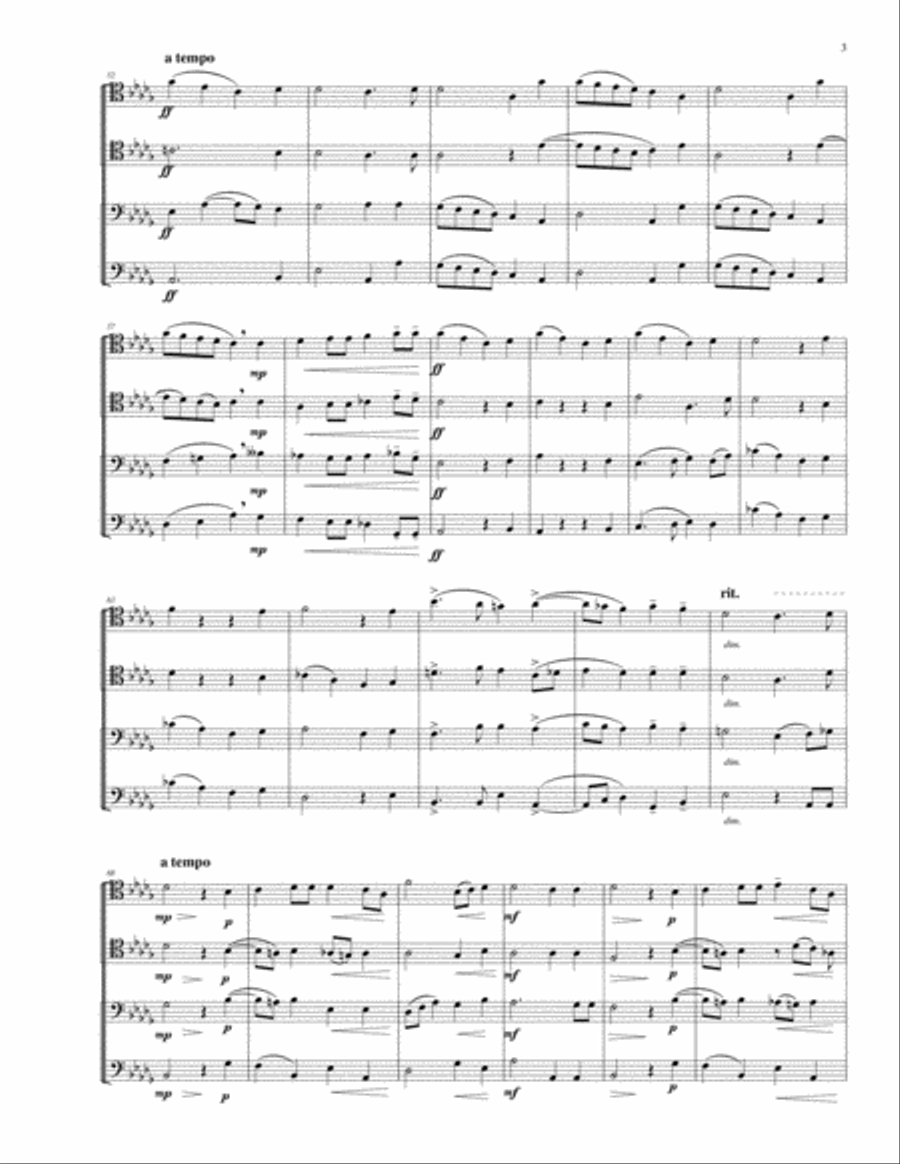 The Heavens Declare the Glory of God (arranged for Trombone Quartet) Trombone Quartet scores gallery preview page 3