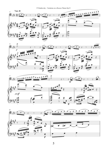 Tchaikovsky - Variations on a Rococo Theme, Op.33   for cello and piano