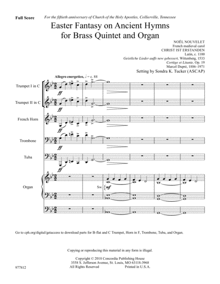Easter Fantasy on Ancient Hymns for Brass Quintet and Organ