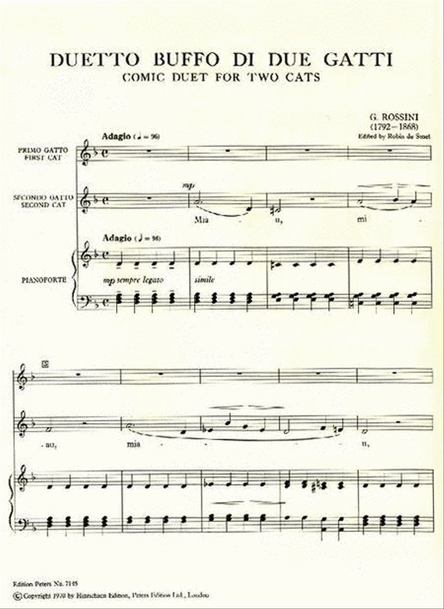 Duetto buffo di due gatti Cat Duet for 2 High Voices and Piano High Voice scores gallery preview page 2