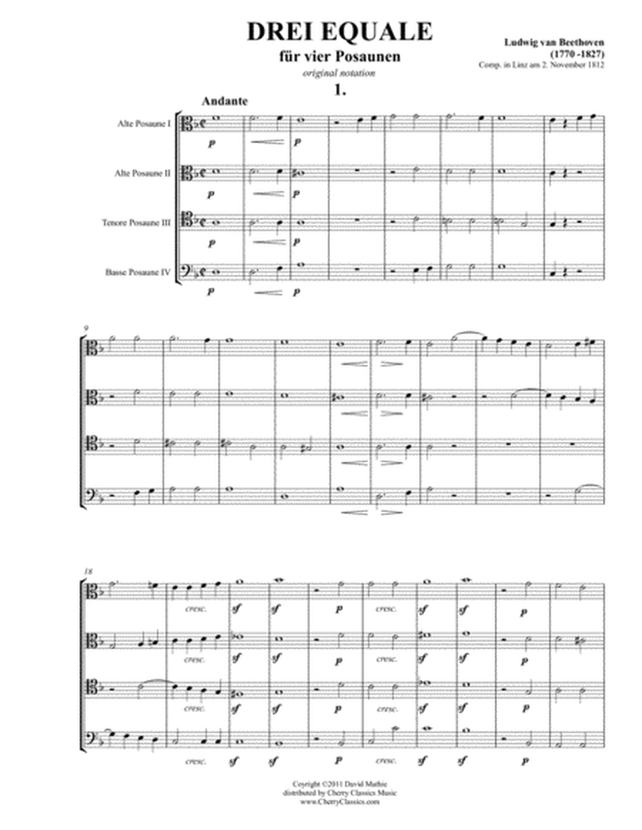 Drei Equali (Three Equale) for four Trombones