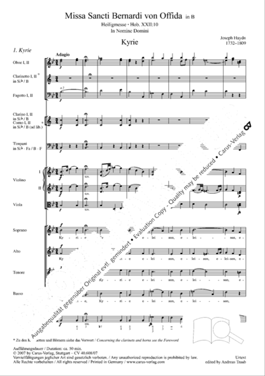 Missa Sancti Bernardi von Offida in B 4-Part scores gallery preview page 16