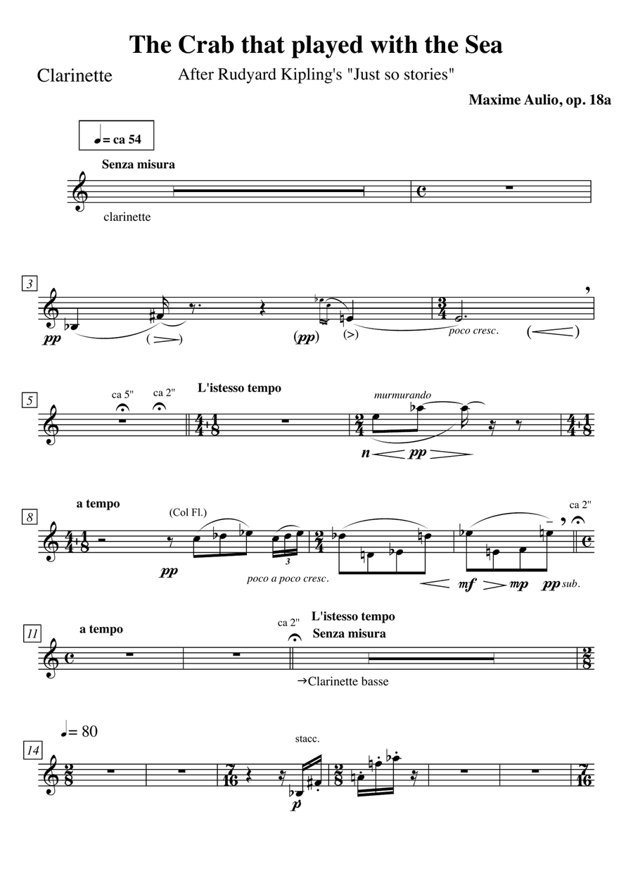 Just so Pieces - The Crab that Played with the Sea, Op.18a - set of parts Large Ensemble scores gallery preview page 1