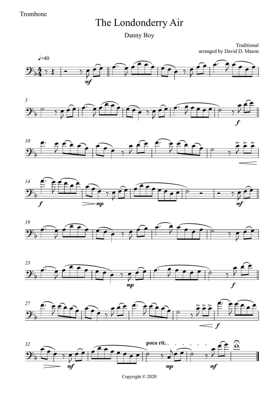 The Londonderry Air (Danny Boy) Piano scores gallery preview page 1