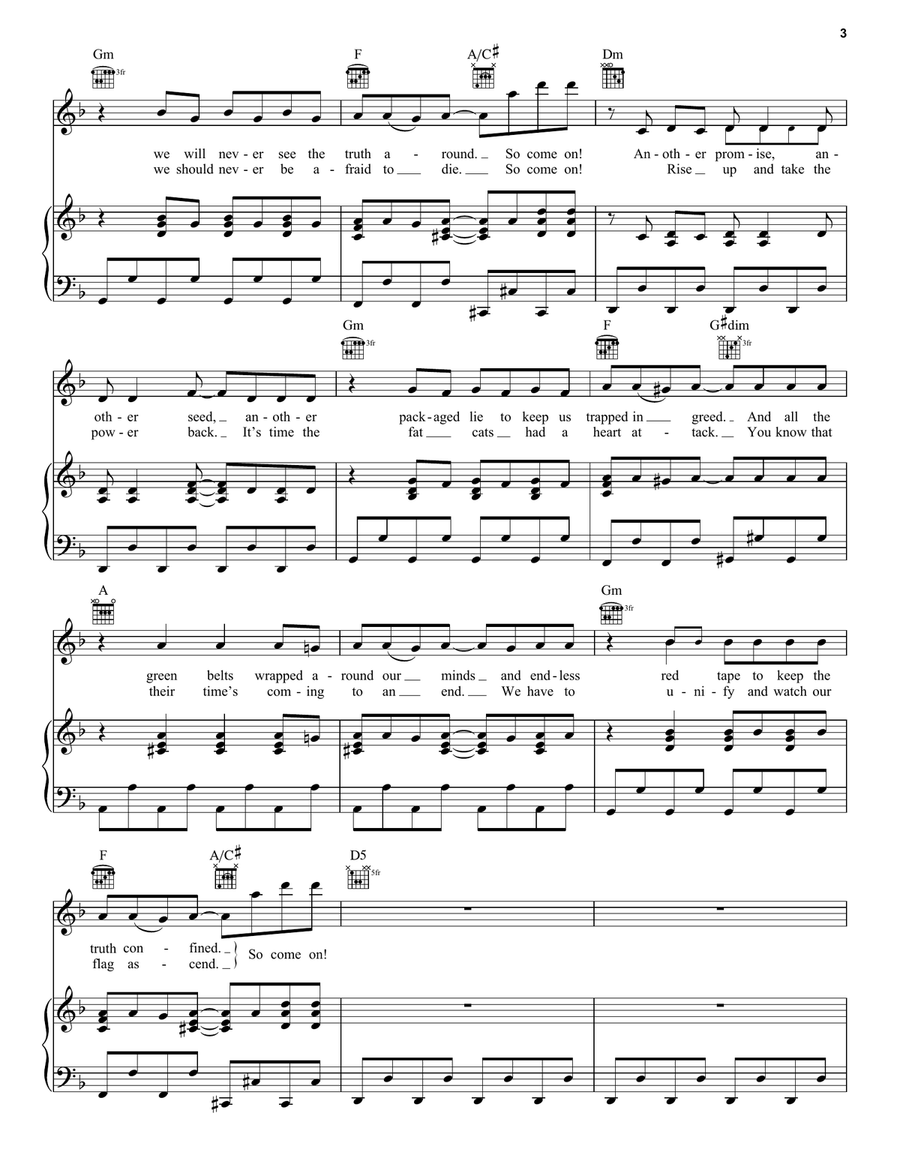 Uprising Piano, Vocal, Guitar scores gallery preview page 3