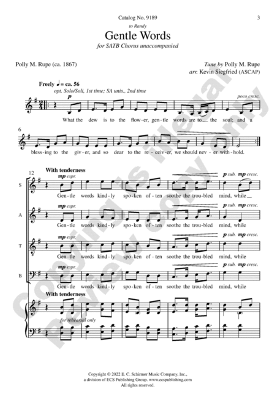 Gentle Words 4-Part scores gallery preview page 3