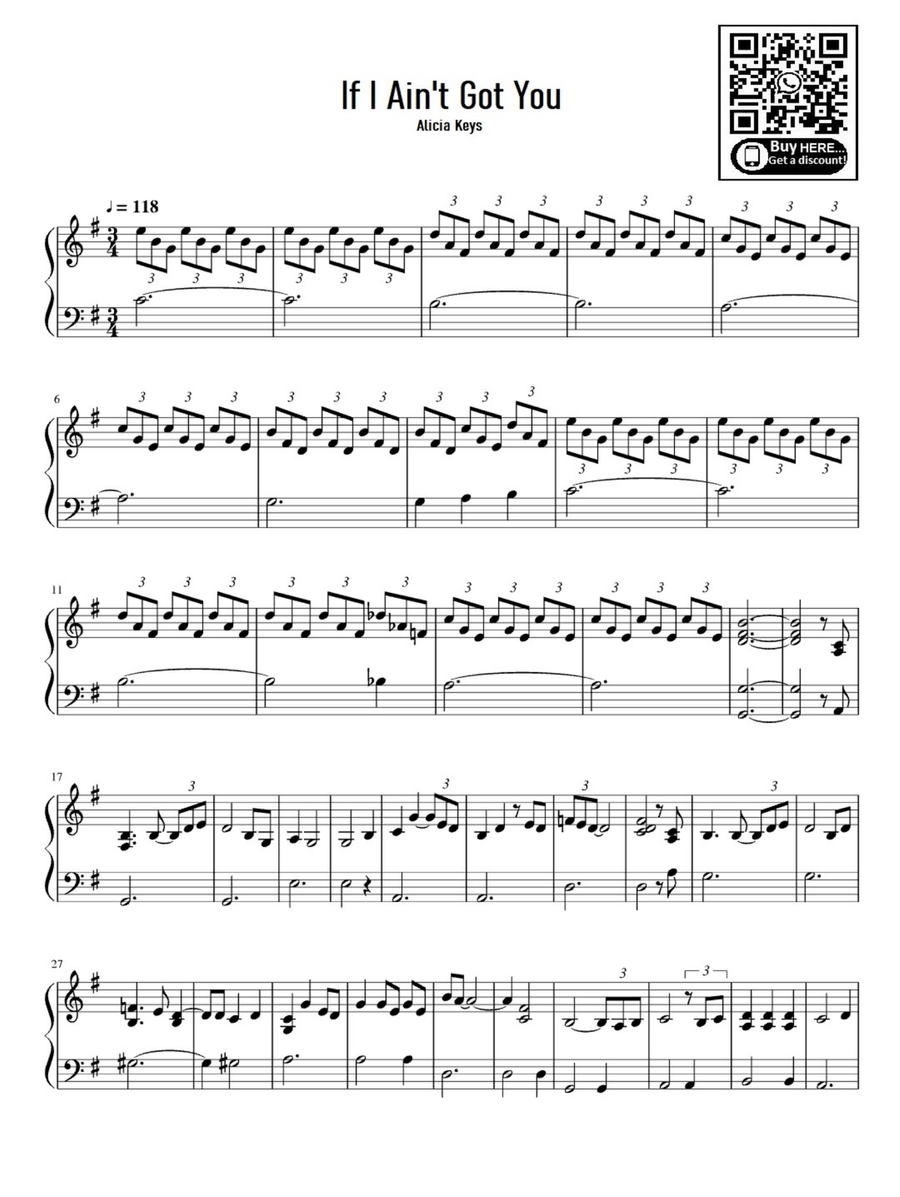 If I Ain't Got You Easy Piano scores gallery preview page 1