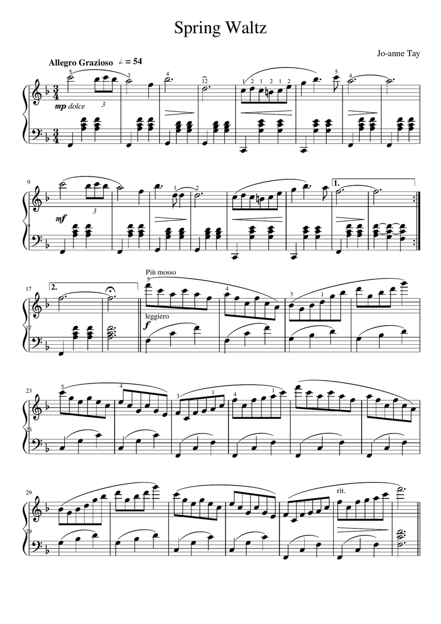 Spring Waltz - Piano Easy Piano scores gallery preview page 1